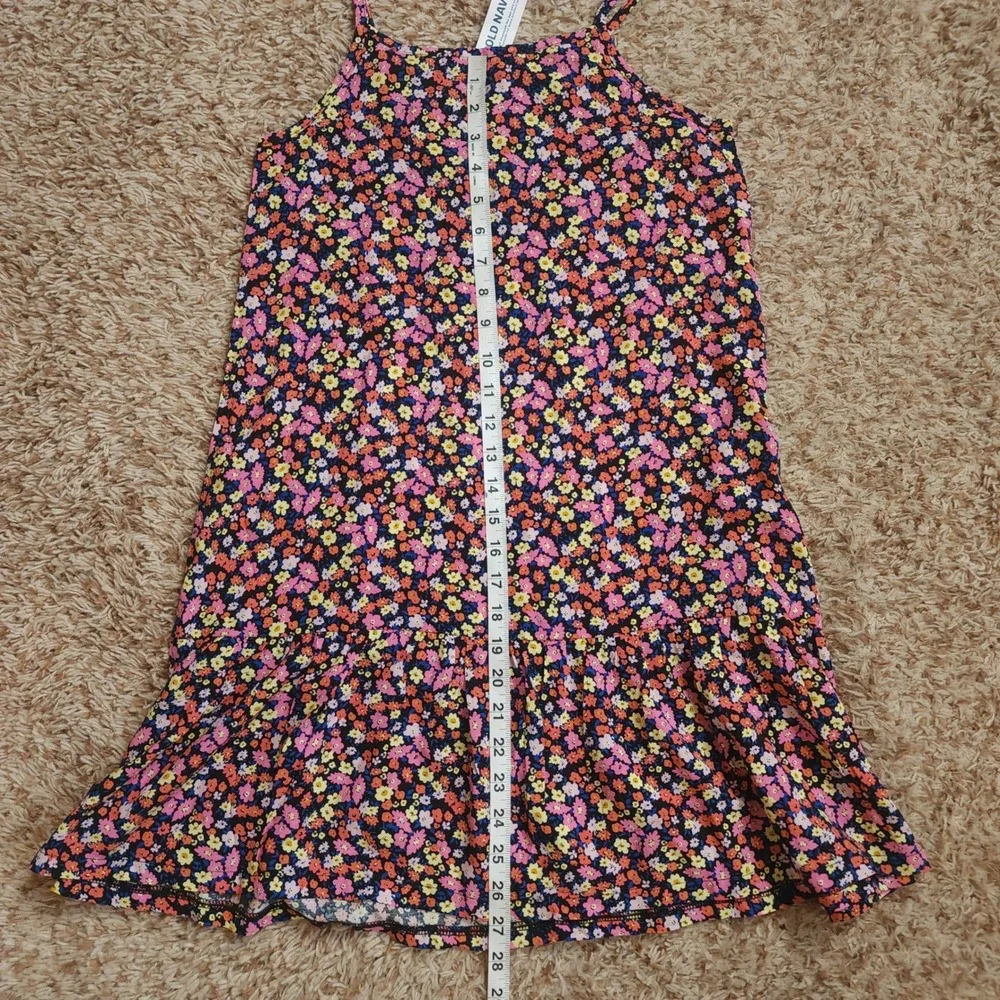 Old Navy Floral Swing Dress Girls XL 14-16 Navy Pink Ruffle Tiered Sleeveless